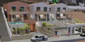 Photorealistic image of Architectural 3D model with the plot photo as background - Φωτορεαλιστική εικόνα Αρχιτεκτονικού τρισδιάστατου μοντέλου με την φωτογραφία οικόπεδου ως φόντο